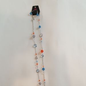Paparazzi long blue and orange necklace